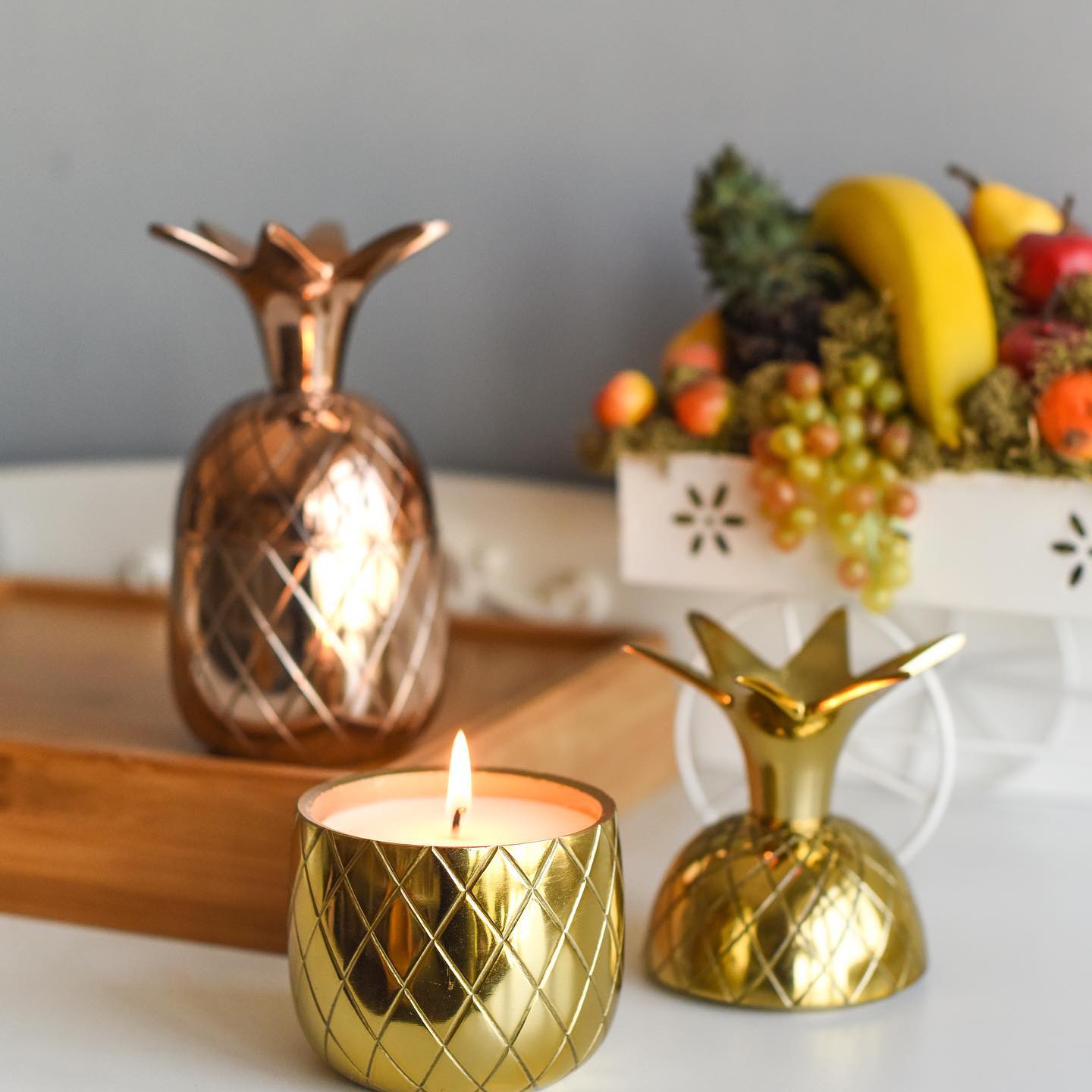 Store Pineapple Candle Holder & Candle