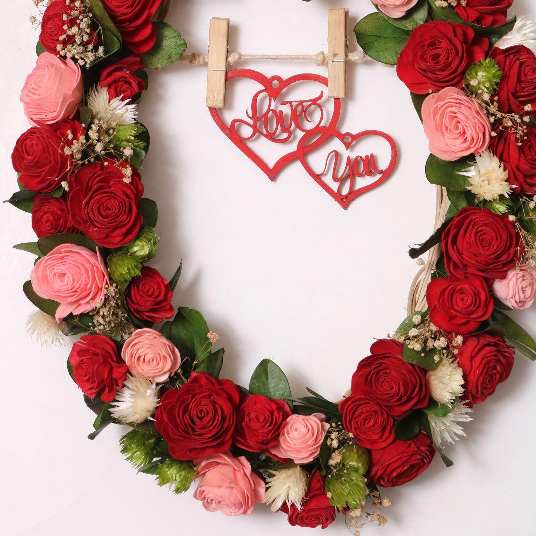 Red Rose Heart Wreath