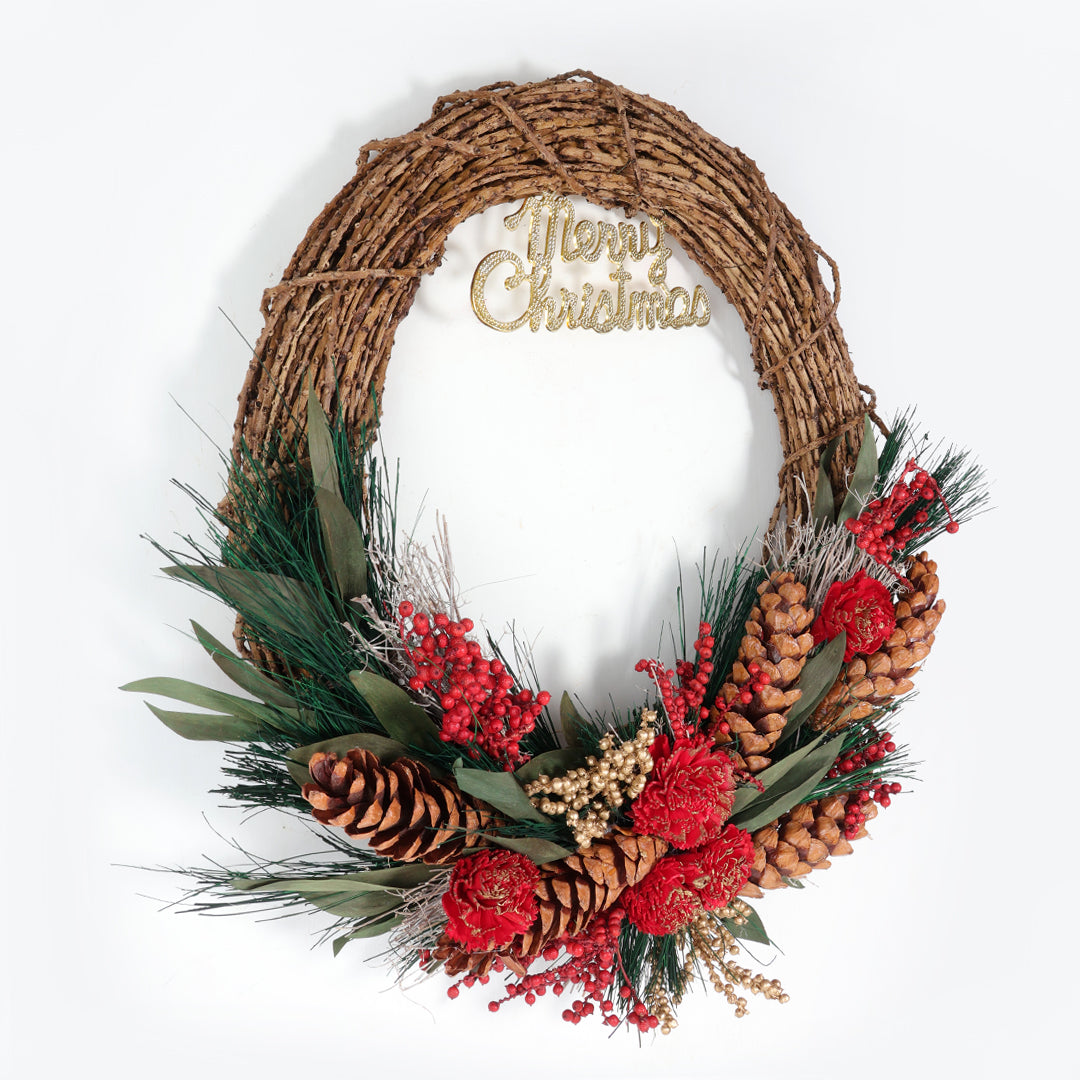 Pine Cone Lit Christmas Wreath