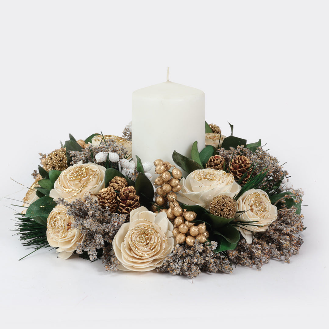 Beige & Gold Table Wreath