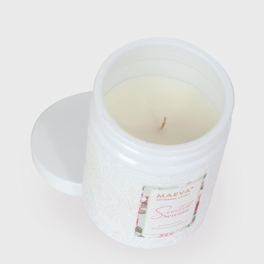 Scented Serenity Embossed Glass Jar Candle