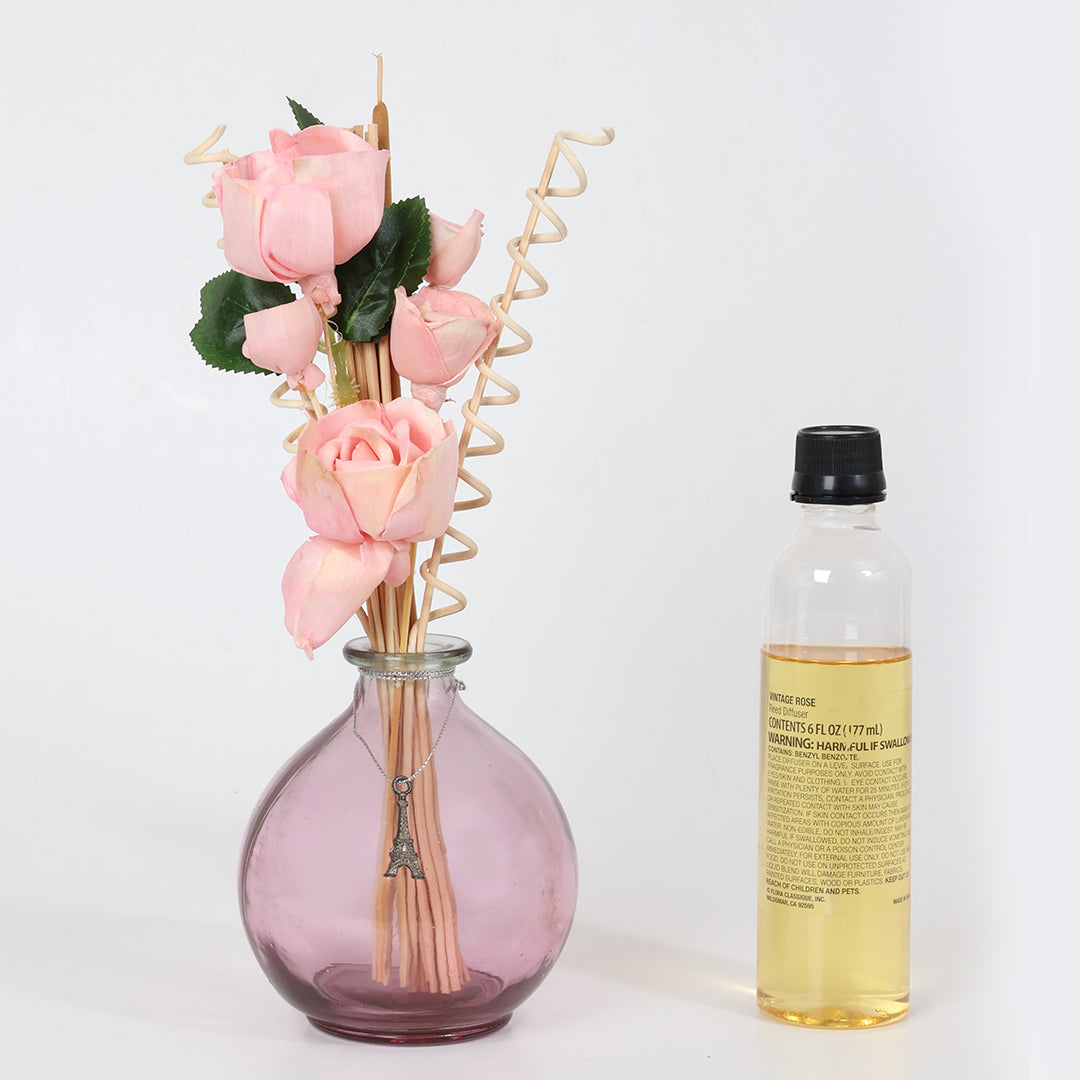 Botanical Diffuser - Vintage Rose | Dried Shola Flower with Diffuser for Home Fragrance | Aroma Oil Diffuser for Relaxation & Good Sleep