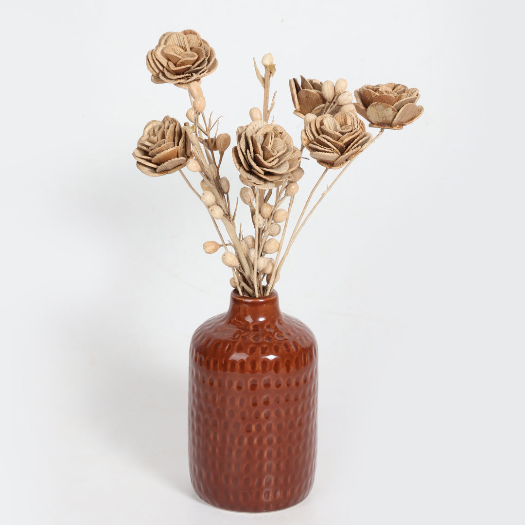 Ceramic Flower Vase-Walnut Bliss