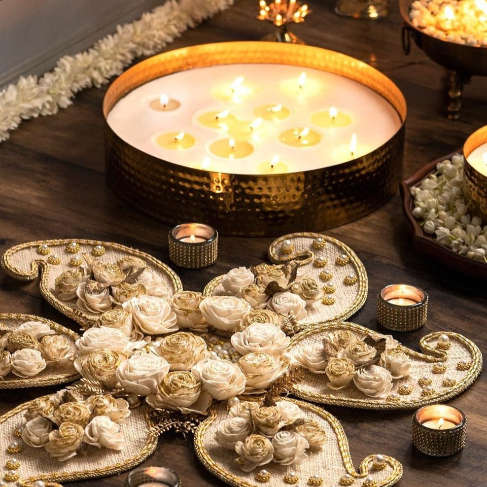 Chandini Rangoli Mat | Diwali Rangoli Mat | Flower Rangoli Mat for Home Decor