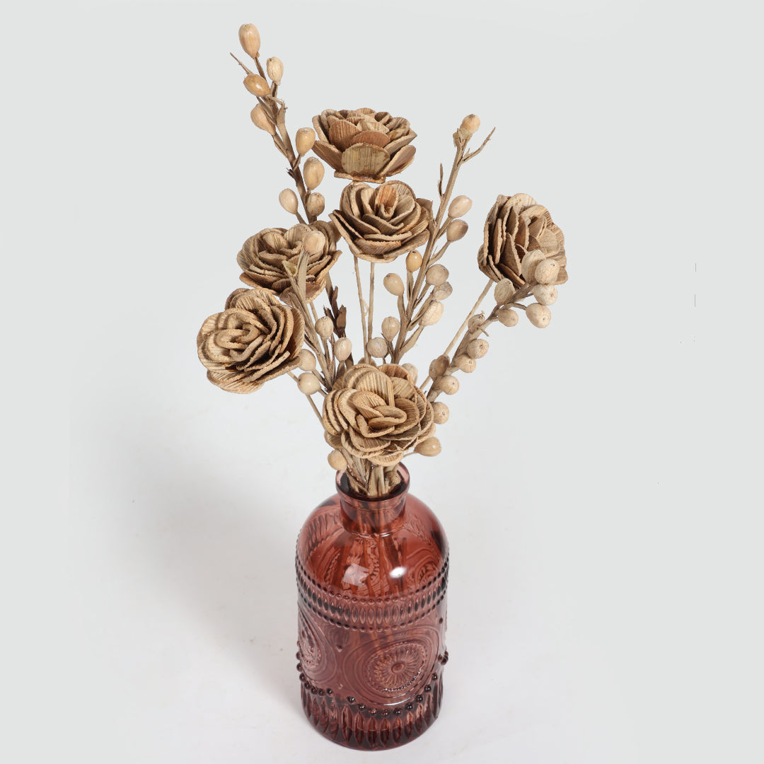 Embossed Flower Vase- Cocoa