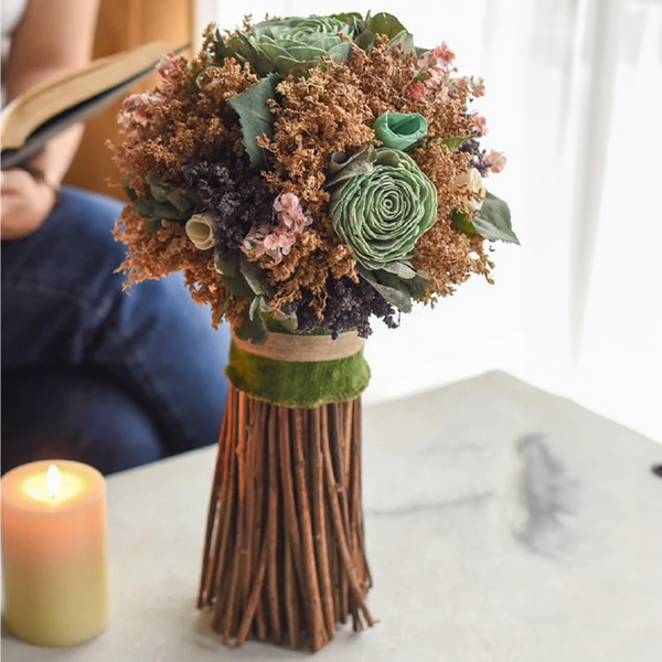 Bridal bouquet with 2024 dried and stabilized flowers