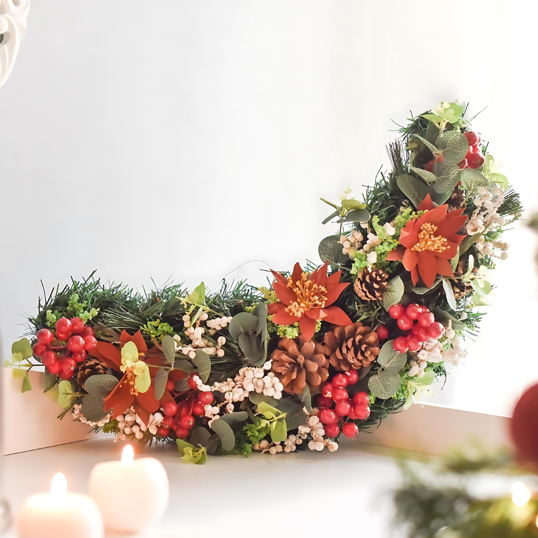 Festive Swag Wreath | Dried Flower Wreath for Festive Decor