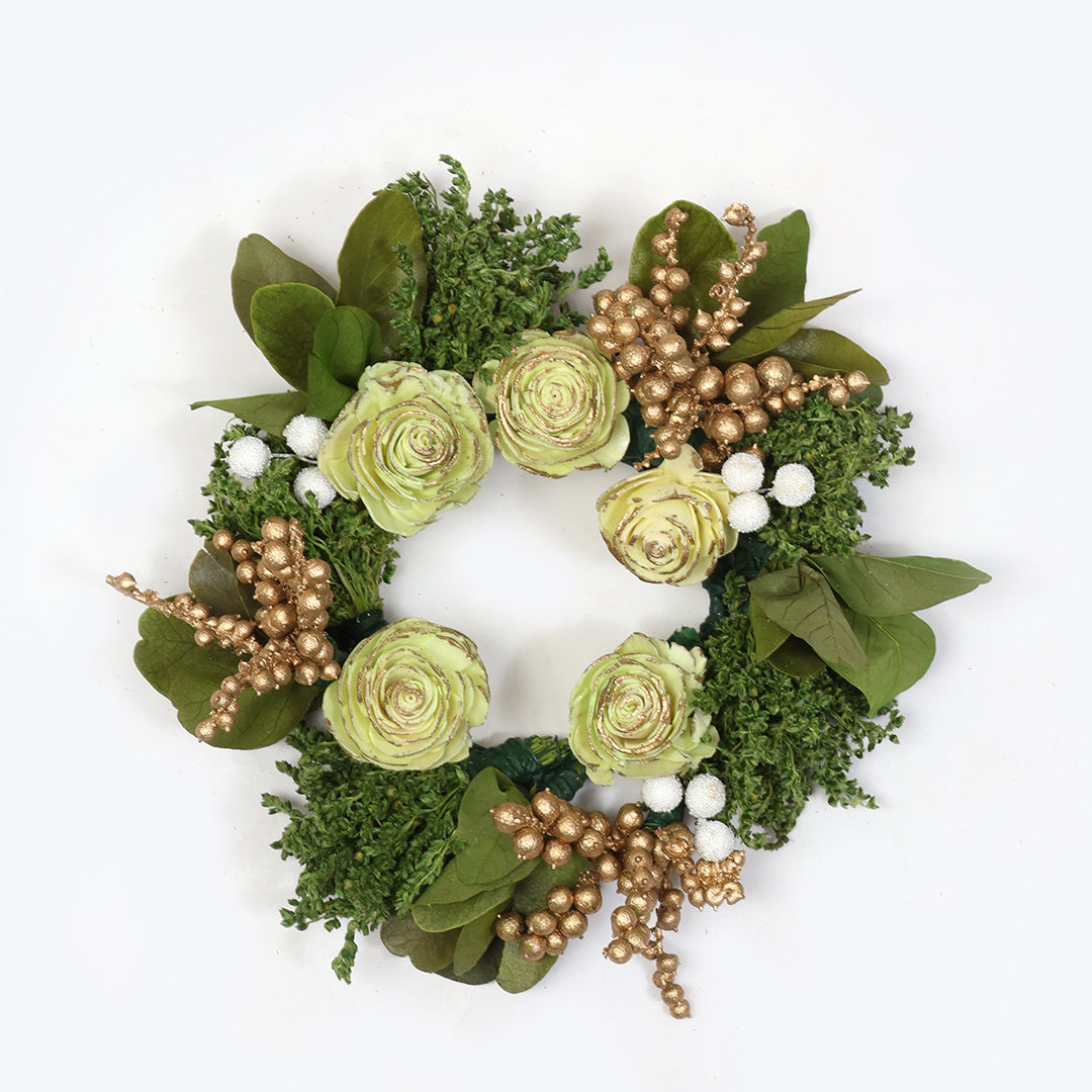 Green Goodness Dried Flower Wreath | Green Wreath for Tree Hanging Xmas Ornament Decoration