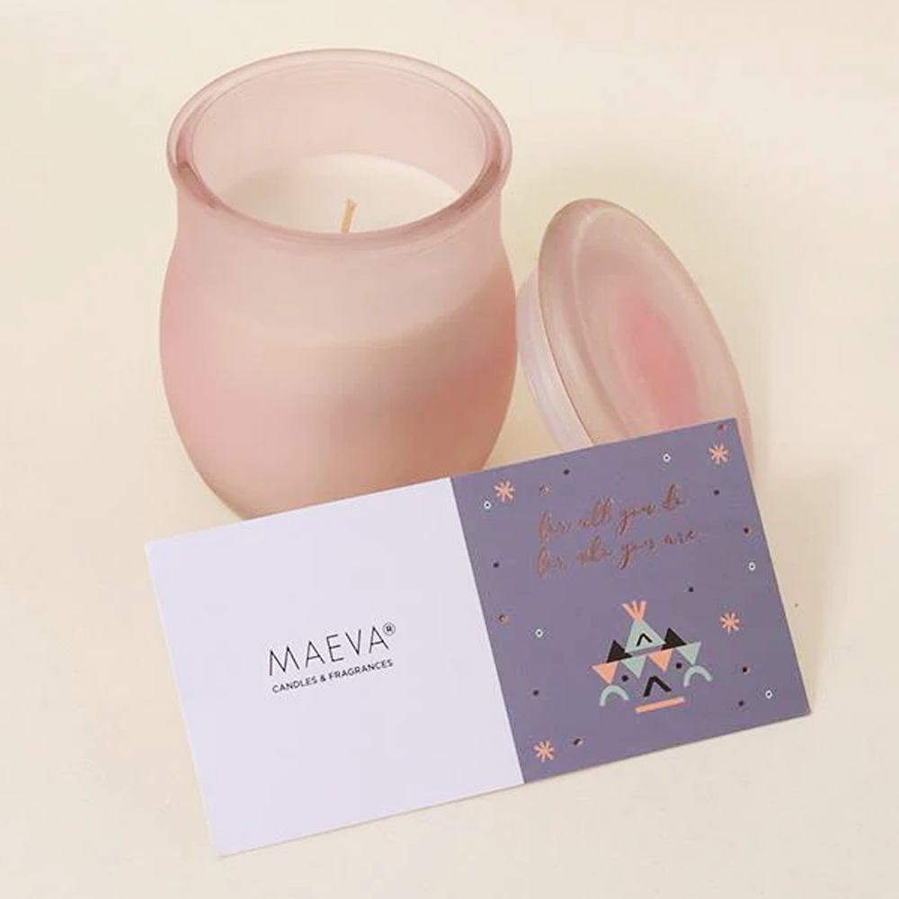 Pink Frosted 10 Oz Candle | Premium Scented Candle to Gift Your Love one | Pink Frosted Glass Candle Gift Pack