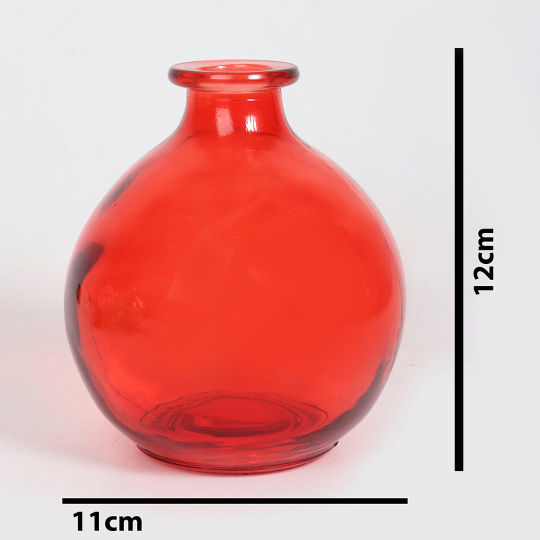 Round Flower Vase-Crimson Blossom