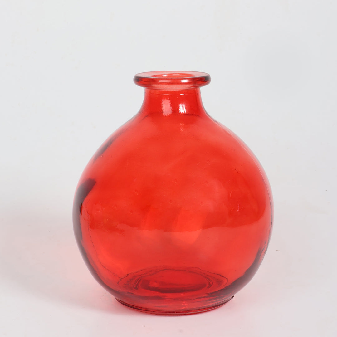 Round Flower Vase-Crimson Blossom