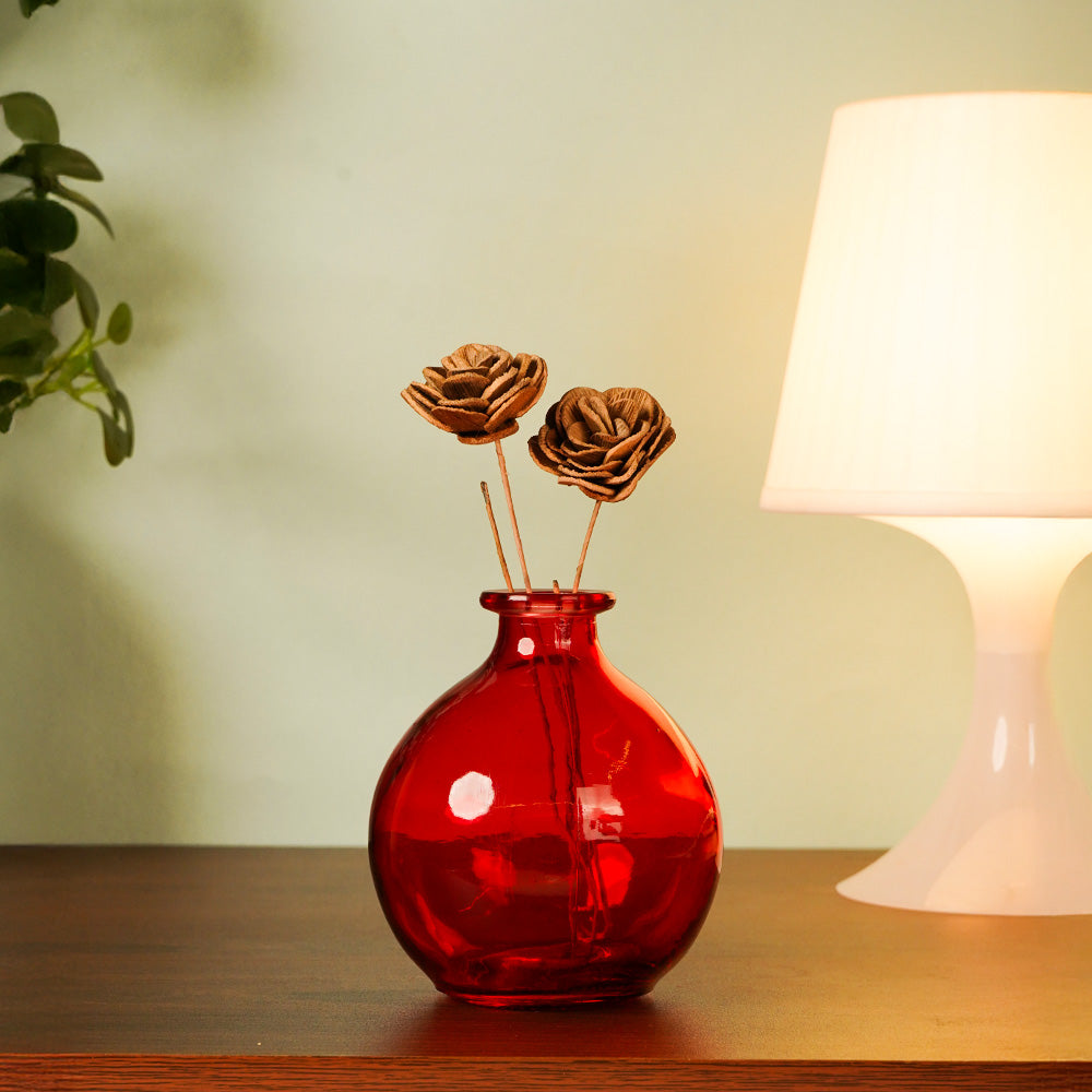 Round Flower Vase-Crimson Blossom