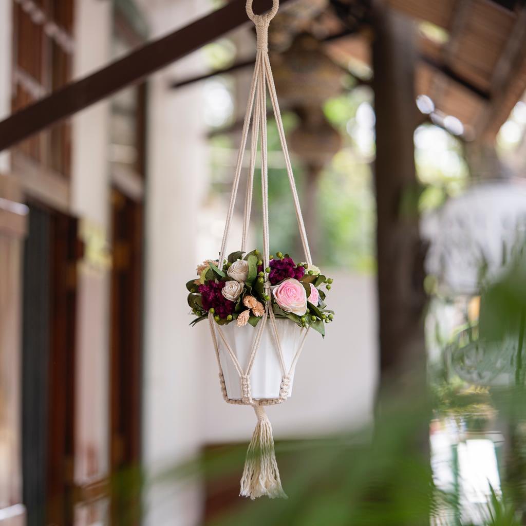 Rustic Blooms Hanging Pot Decor | Dry Flowers Table Decor