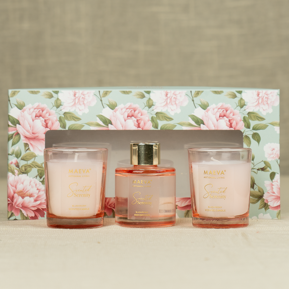 Scented Serenity Reed Diffuser & Candle Gift Set | Aroma Candle for Home, Gift & Aromatherapy | Candle Diffuser Set for Mother's Day Gift