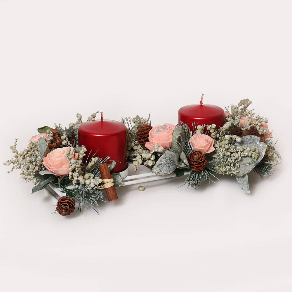 Classic Ornament Candle Holder - Red