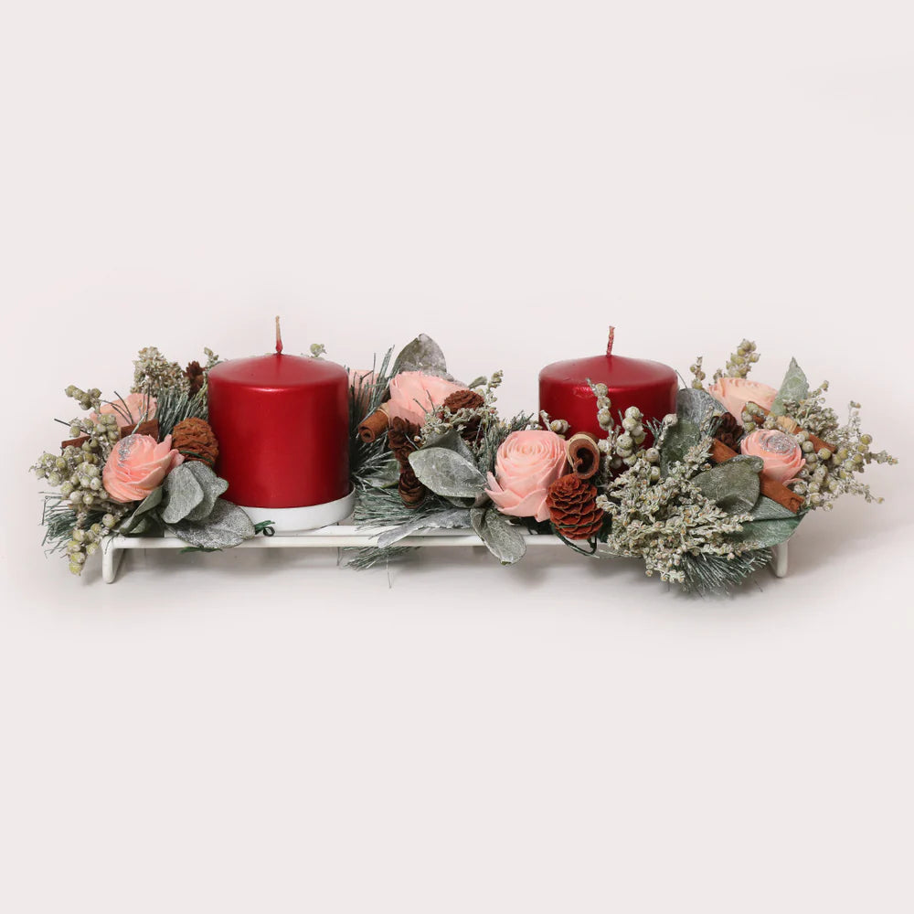 Classic Ornament Candle Holder - Red