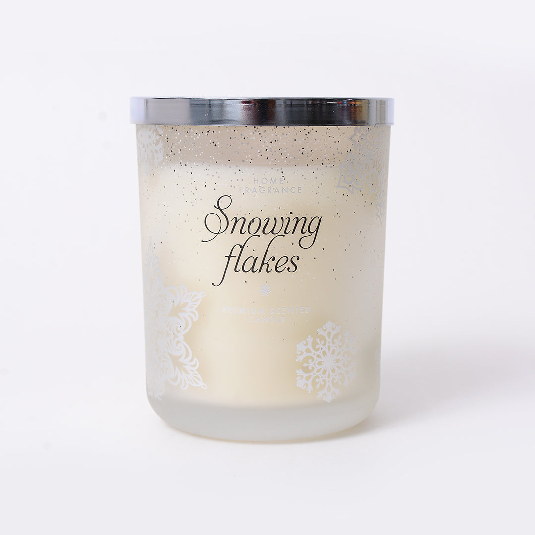 Silver Snowflake Glass Candle