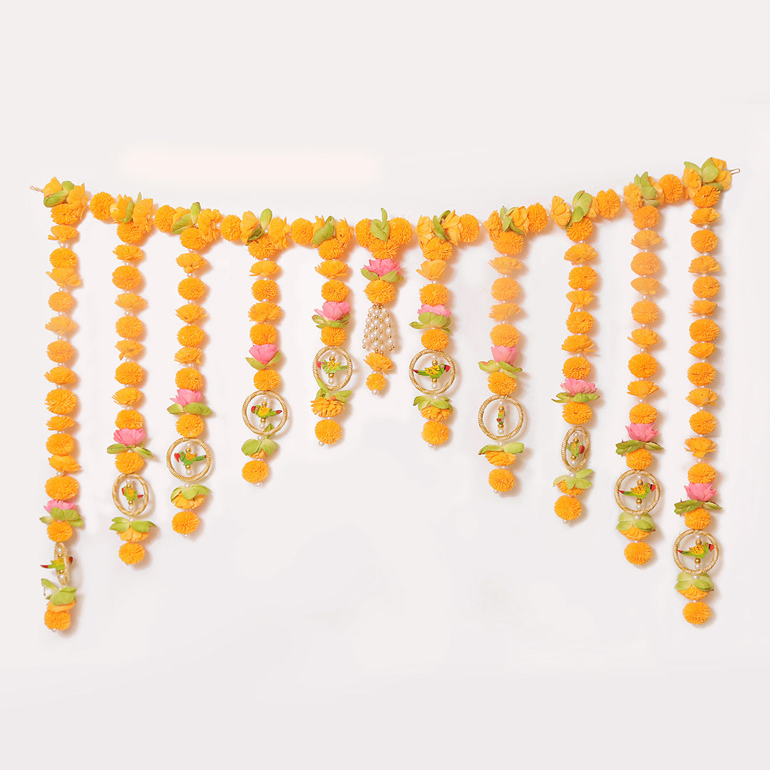 Shubh Laabh Toran | Door Hanging Torans | Marigold Dried Flower Torans