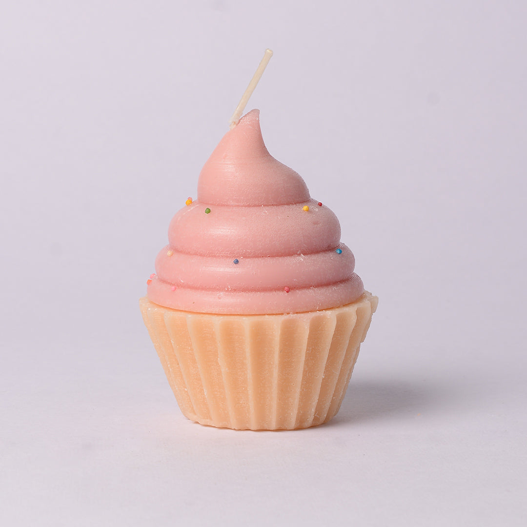 Strawberry Cupcake Candle | Fragrant Candles for Birthday & Home Decoration | Strawberry Scented Candle for Gifting | Cup Cake Shaped Candle