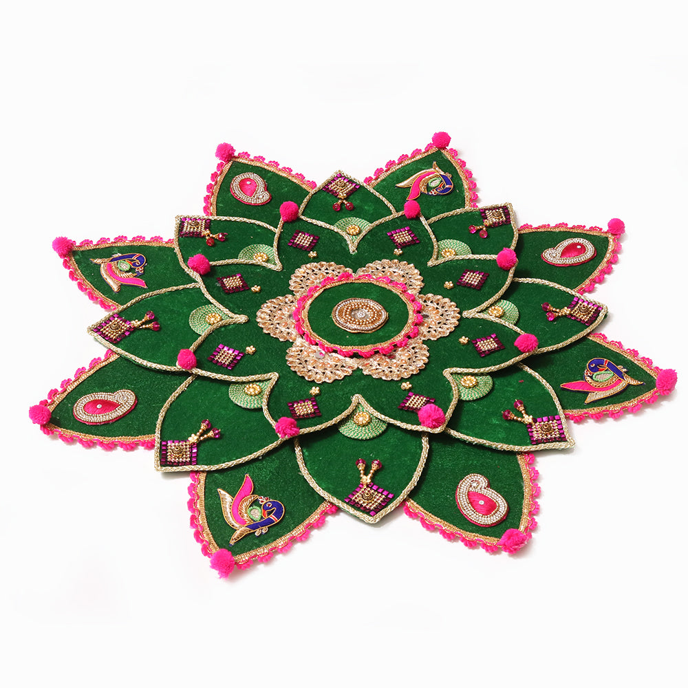 Embellished Green Rangoli Mat